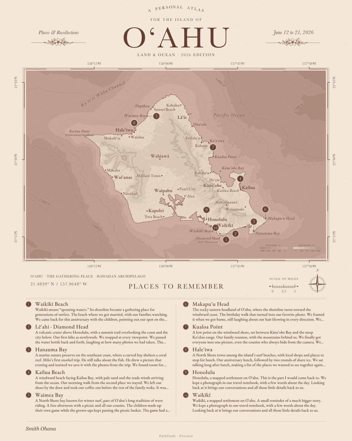 Oʻahu Personal Atlas in Terracotta